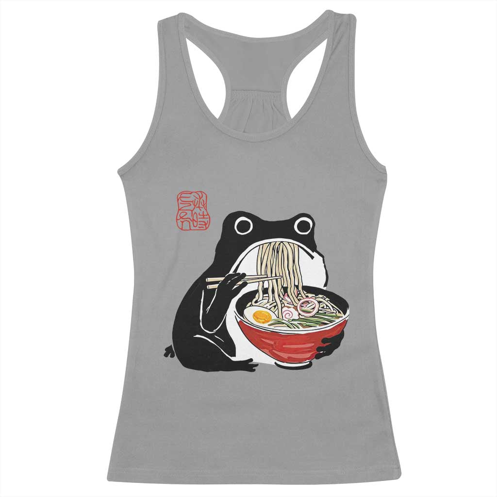 Funny Grumpy Frog Ramen Racerback Tank Top Sumi-e Kawaii Ink Painting Japanese - Wonder Print Shop