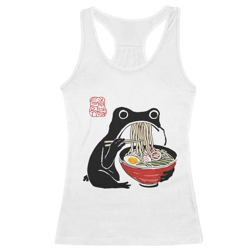 Funny Grumpy Frog Ramen Racerback Tank Top Sumi-e Kawaii Ink Painting Japanese - Wonder Print Shop