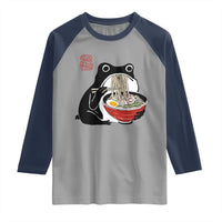Funny Grumpy Frog Ramen Raglan Shirt Sumi-e Kawaii Ink Painting Japanese - Wonder Print Shop