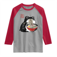 Funny Grumpy Frog Ramen Raglan Shirt Sumi-e Kawaii Ink Painting Japanese - Wonder Print Shop