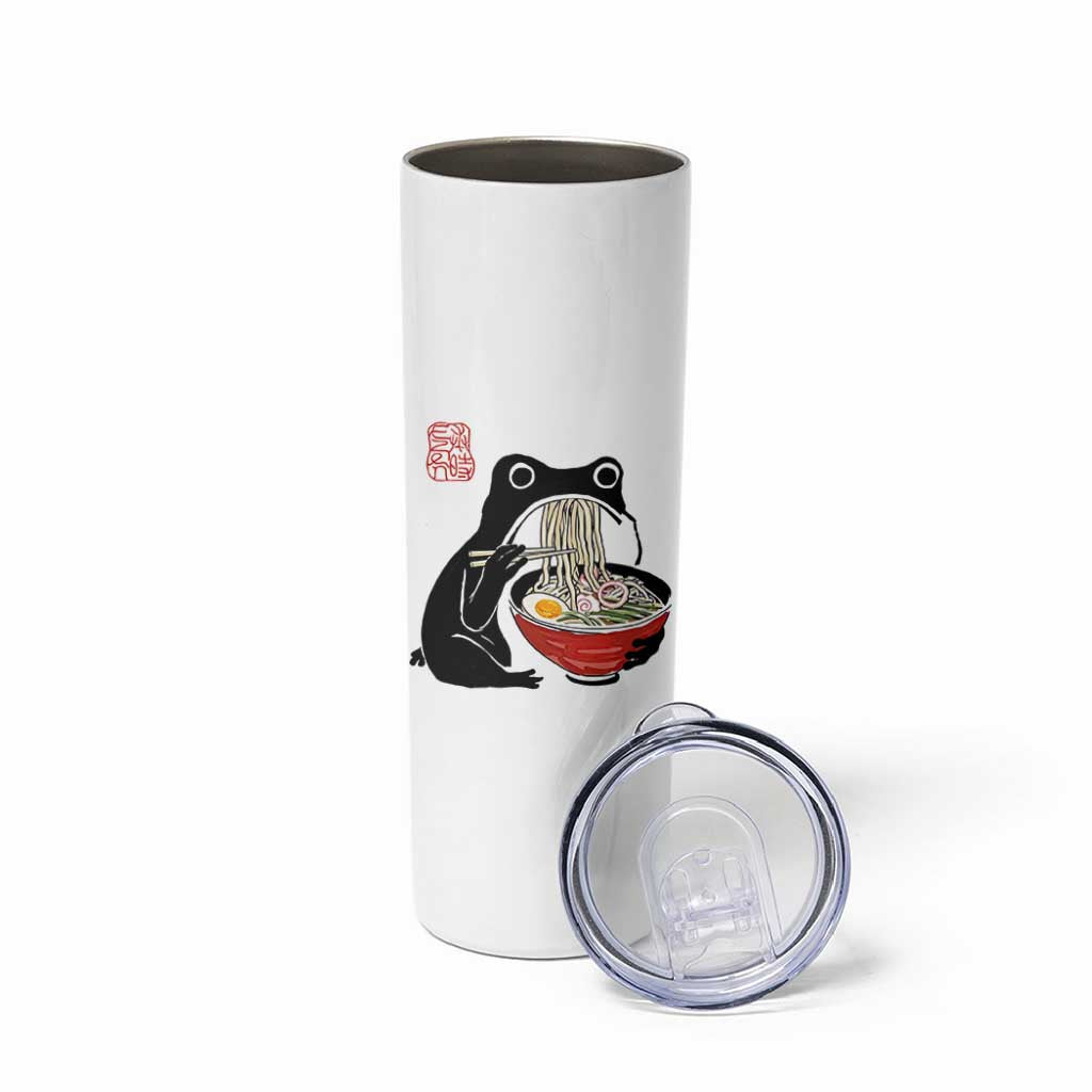 Funny Grumpy Frog Ramen Skinny Tumbler Sumi-e Kawaii Ink Painting Japanese