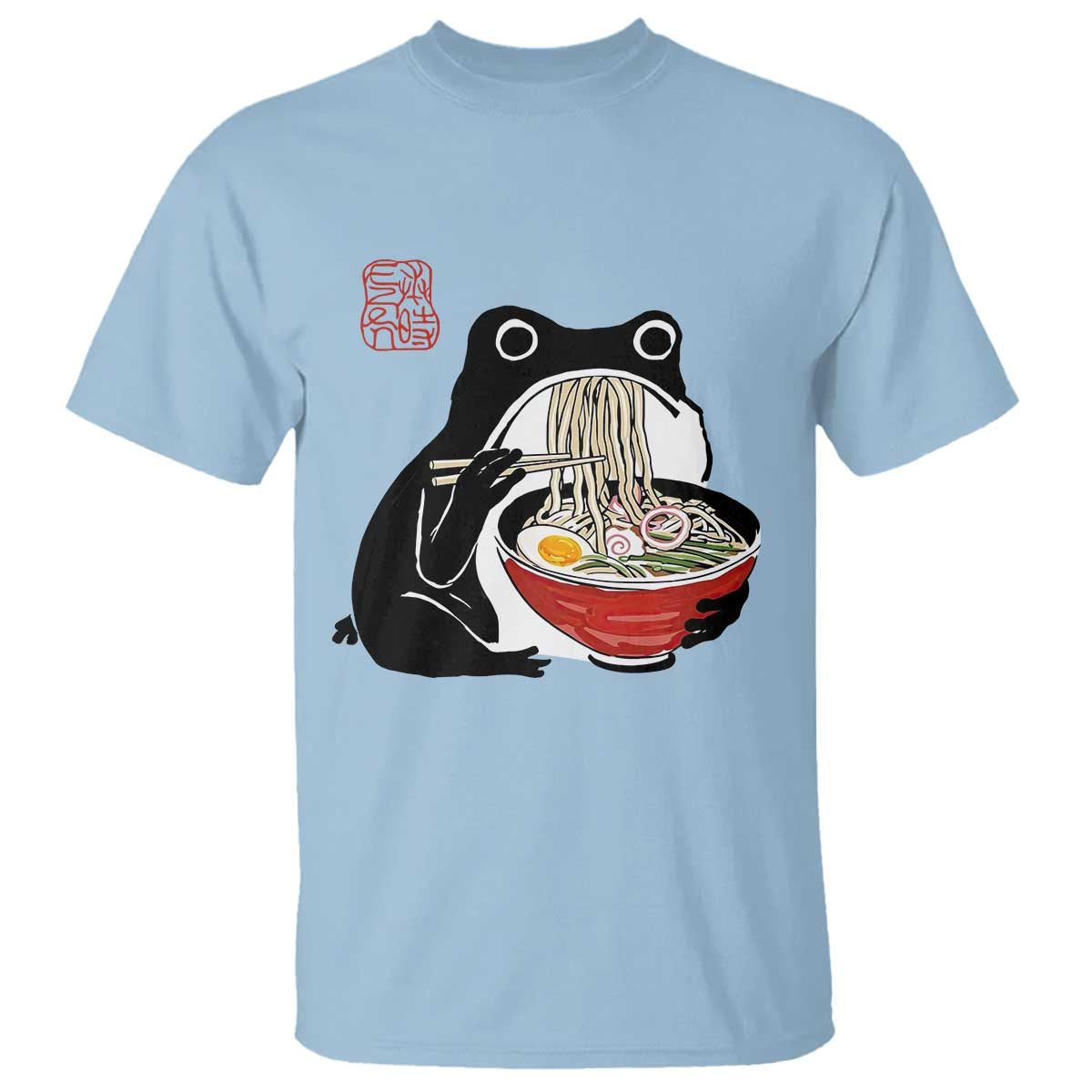 Funny Grumpy Frog Ramen T Shirt Sumi-e Kawaii Ink Painting Japanese - Wonder Print Shop