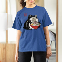 Funny Grumpy Frog Ramen T Shirt For Women Sumi-e Kawaii Ink Painting Japanese - Wonder Print Shop