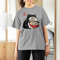 Funny Grumpy Frog Ramen T Shirt For Women Sumi-e Kawaii Ink Painting Japanese - Wonder Print Shop