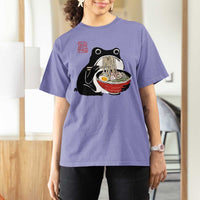 Funny Grumpy Frog Ramen T Shirt For Women Sumi-e Kawaii Ink Painting Japanese - Wonder Print Shop