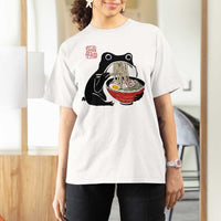 Funny Grumpy Frog Ramen T Shirt For Women Sumi-e Kawaii Ink Painting Japanese - Wonder Print Shop