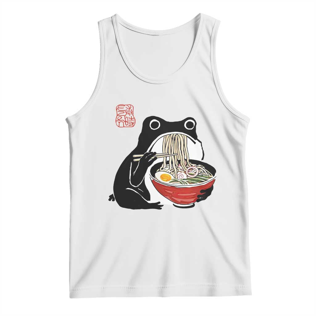 Funny Grumpy Frog Ramen Tank Top Sumi-e Kawaii Ink Painting Japanese - Wonder Print Shop