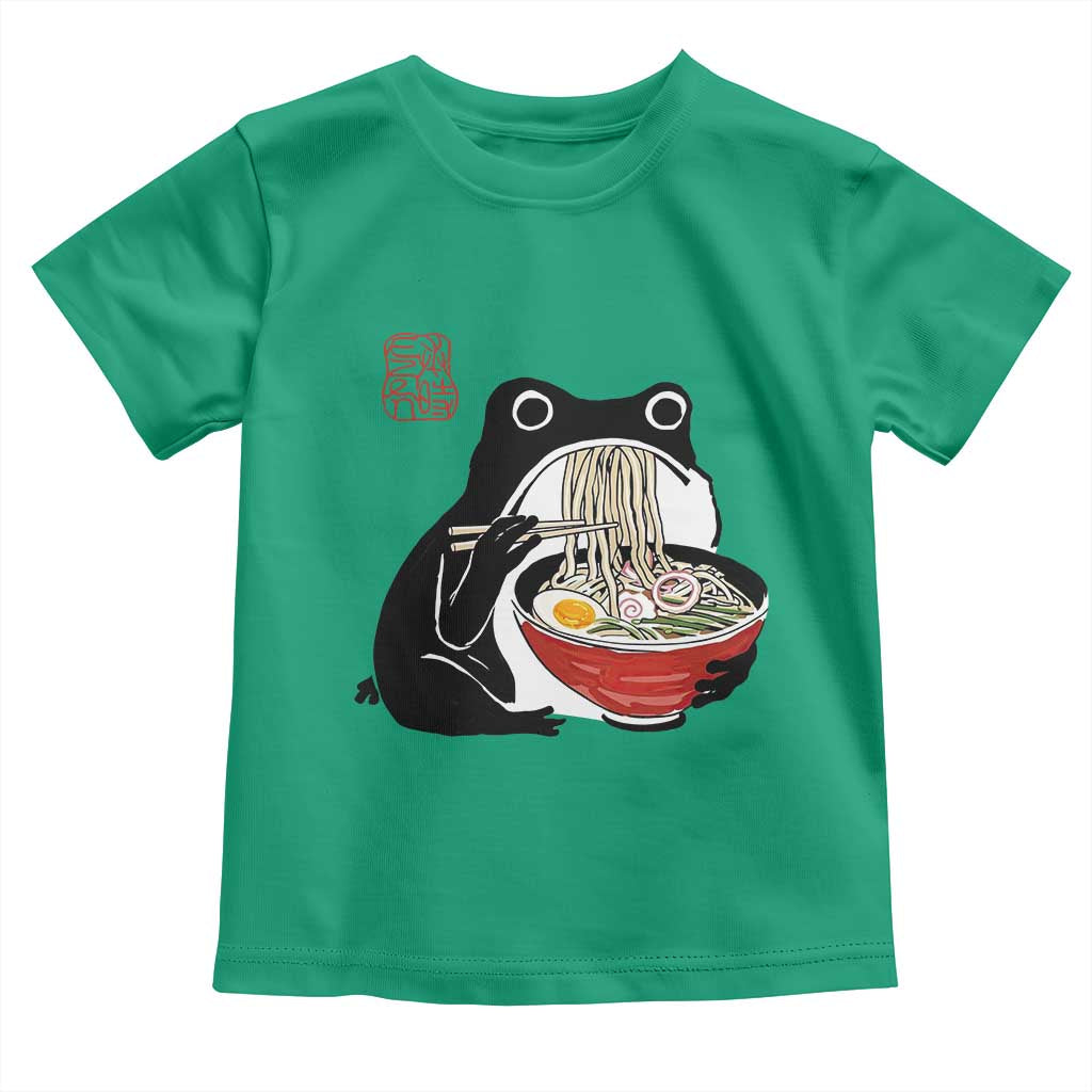 Funny Grumpy Frog Ramen Toddler T Shirt Sumi-e Kawaii Ink Painting Japanese - Wonder Print Shop