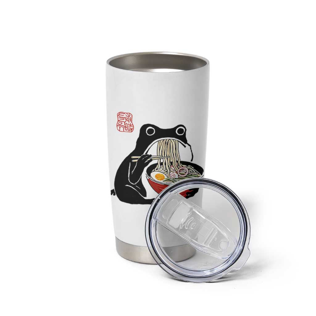 Funny Grumpy Frog Ramen Tumbler Cup Sumi-e Kawaii Ink Painting Japanese