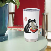Funny Grumpy Frog Ramen Tumbler Cup Sumi-e Kawaii Ink Painting Japanese