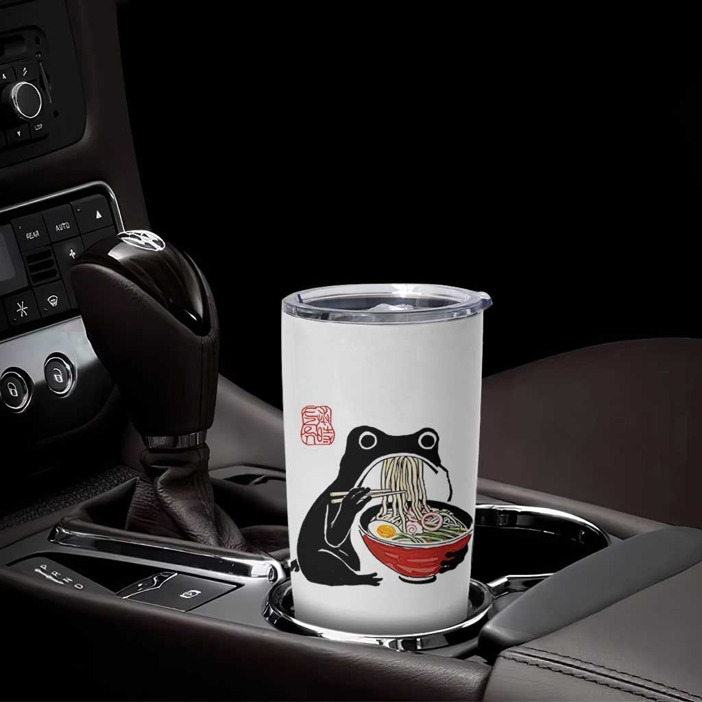 Funny Grumpy Frog Ramen Tumbler Cup Sumi-e Kawaii Ink Painting Japanese