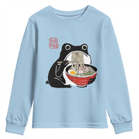 Funny Grumpy Frog Ramen Youth Sweatshirt Sumi-e Kawaii Ink Painting Japanese - Wonder Print Shop