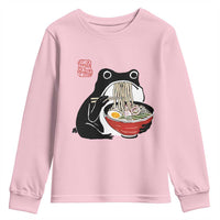 Funny Grumpy Frog Ramen Youth Sweatshirt Sumi-e Kawaii Ink Painting Japanese - Wonder Print Shop