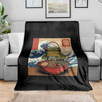 Cute Kawaii Gamer Frog Ramen Throw Blanket Retro Japanese Funny Cat Gaming - Wonder Print Shop
