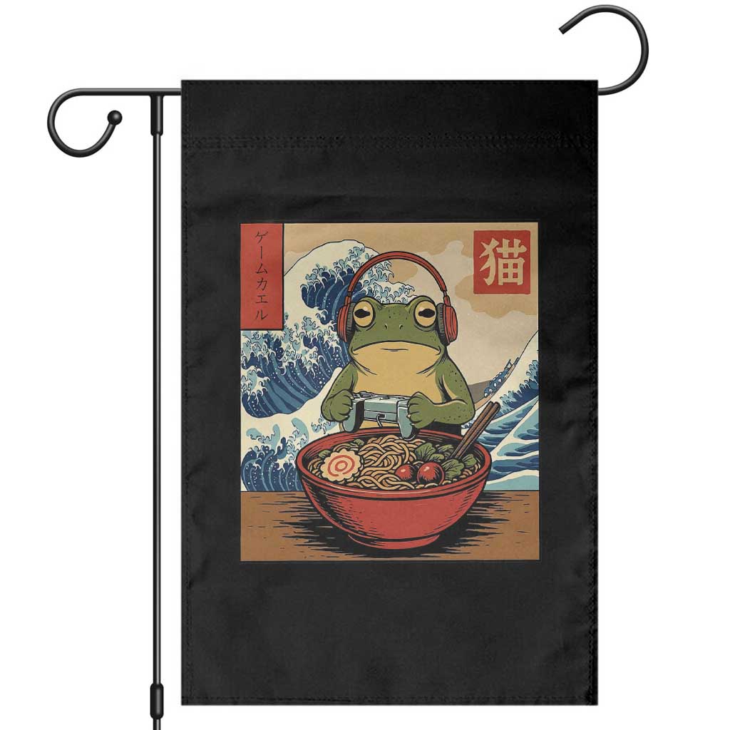 Cute Kawaii Gamer Frog Ramen Garden Flag Retro Japanese Funny Cat Gaming - Wonder Print Shop