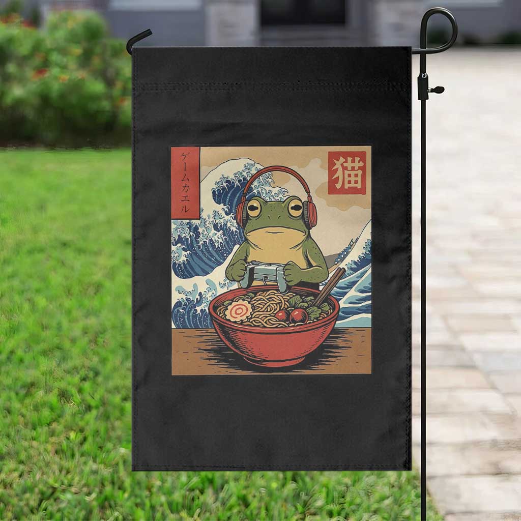 Cute Kawaii Gamer Frog Ramen Garden Flag Retro Japanese Funny Cat Gaming - Wonder Print Shop