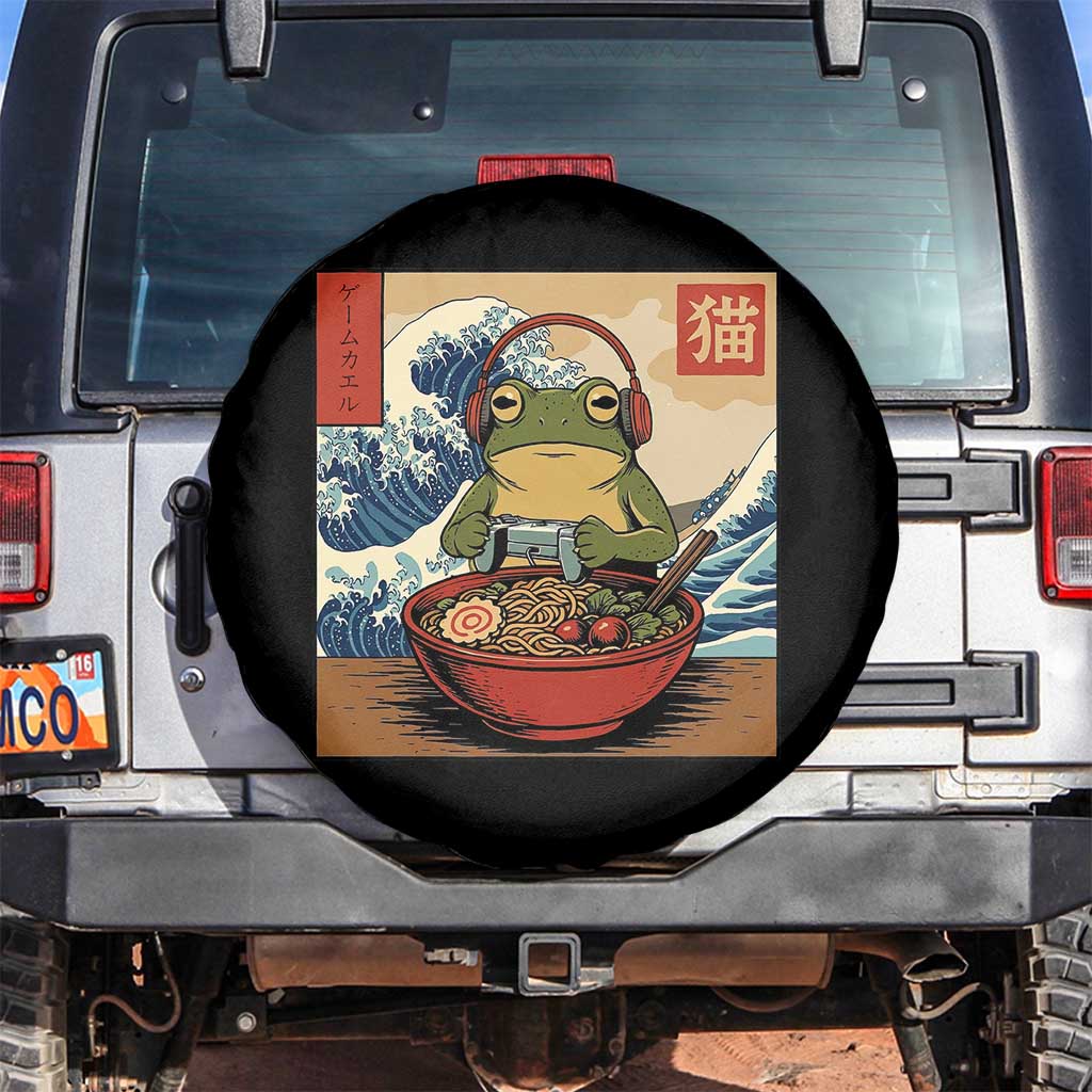 Cute Kawaii Gamer Frog Ramen Spare Tire Cover Retro Japanese Funny Cat Gaming - Wonder Print Shop