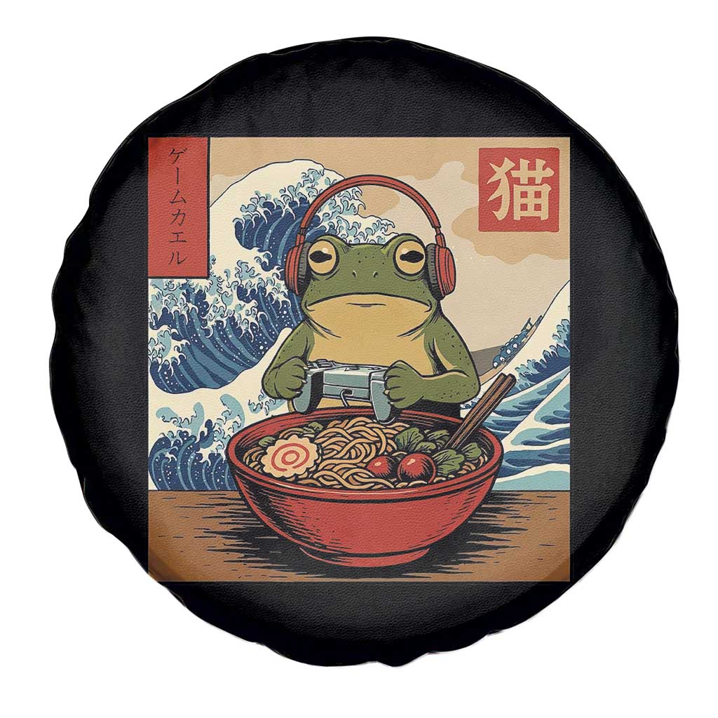 Cute Kawaii Gamer Frog Ramen Spare Tire Cover Retro Japanese Funny Cat Gaming - Wonder Print Shop