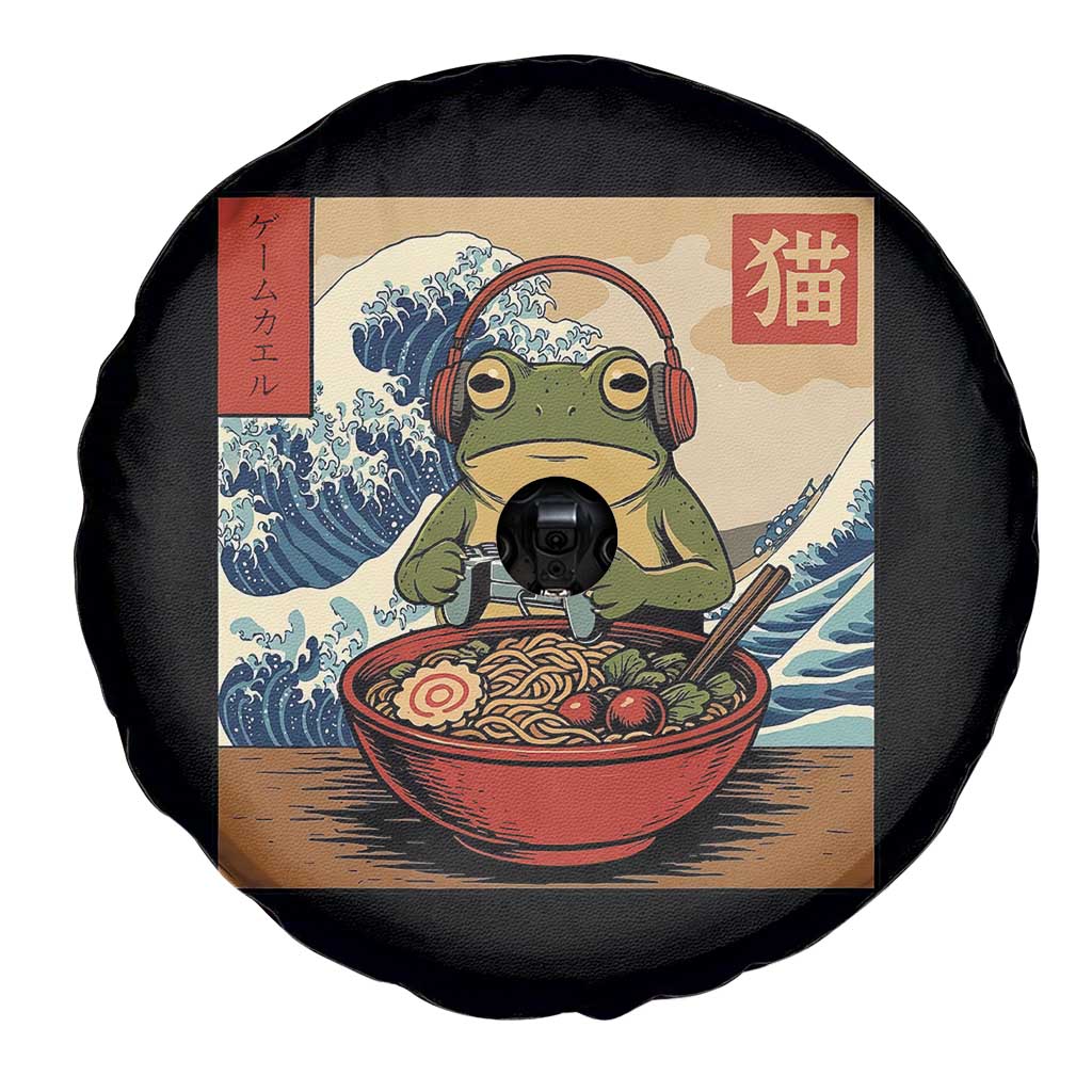 Cute Kawaii Gamer Frog Ramen Spare Tire Cover Retro Japanese Funny Cat Gaming - Wonder Print Shop