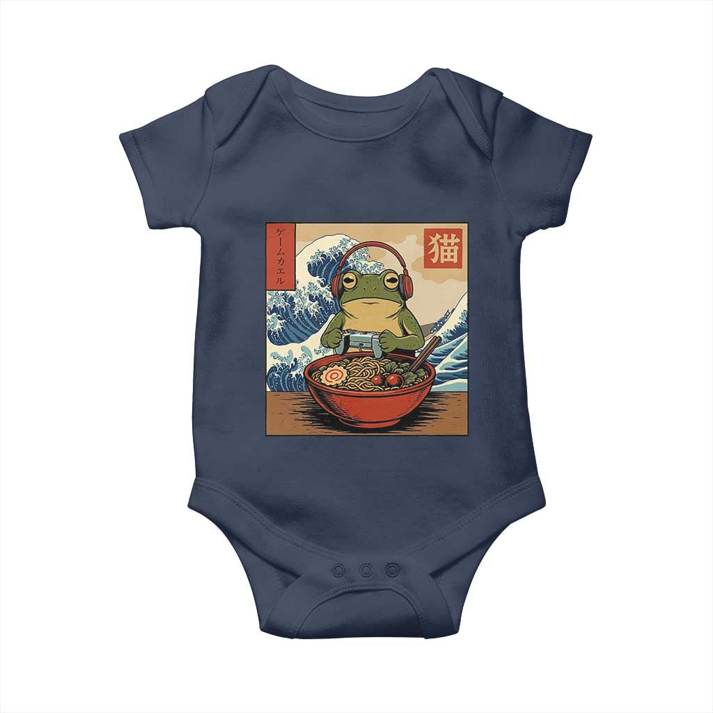 Cute Kawaii Gamer Frog Ramen Baby Onesie Retro Japanese Funny Cat Gaming - Wonder Print Shop