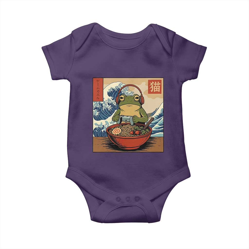 Cute Kawaii Gamer Frog Ramen Baby Onesie Retro Japanese Funny Cat Gaming - Wonder Print Shop