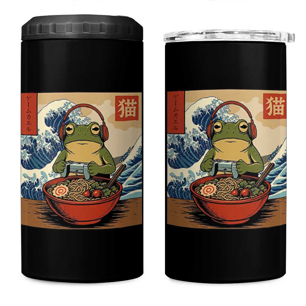 Cute Kawaii Gamer Frog Ramen 4 in 1 Can Cooler Tumbler Retro Japanese Funny Cat Gaming - Wonder Print Shop