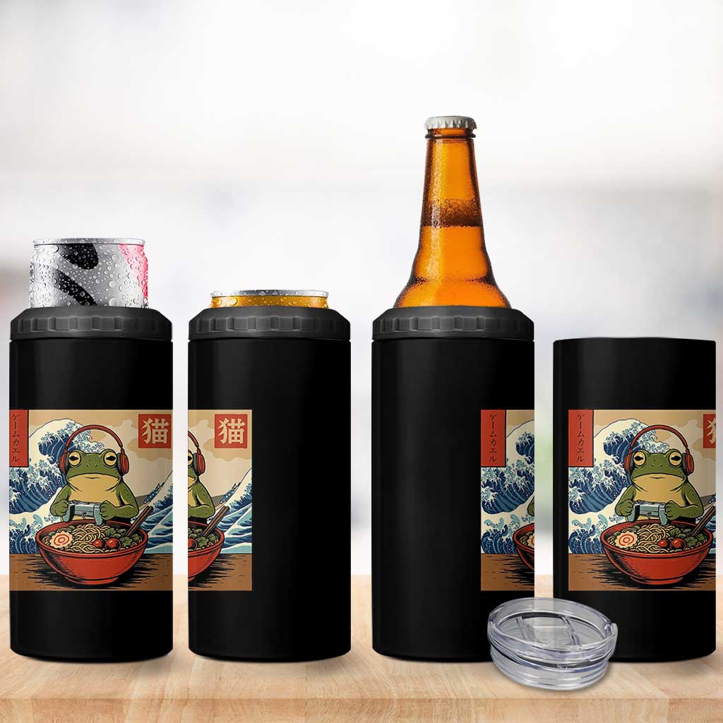 Cute Kawaii Gamer Frog Ramen 4 in 1 Can Cooler Tumbler Retro Japanese Funny Cat Gaming - Wonder Print Shop