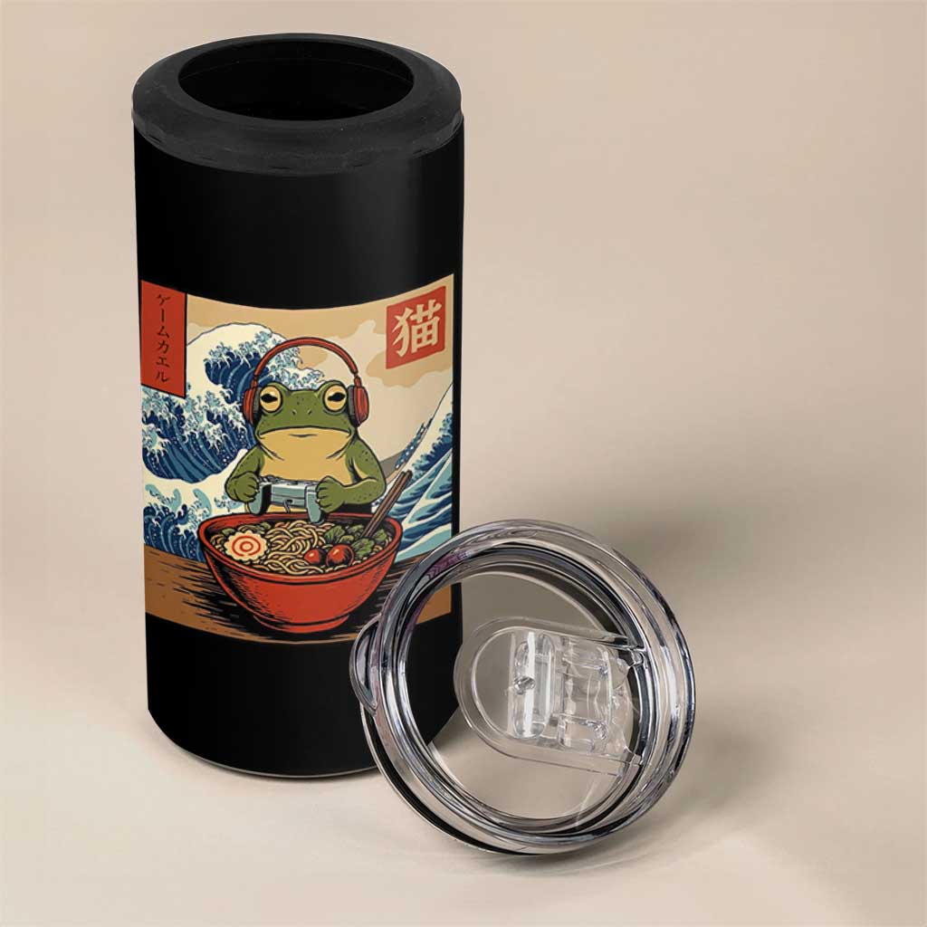 Cute Kawaii Gamer Frog Ramen 4 in 1 Can Cooler Tumbler Retro Japanese Funny Cat Gaming - Wonder Print Shop
