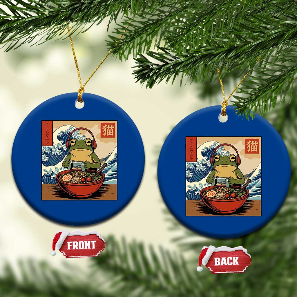 Cute Kawaii Gamer Frog Ramen Ceramic Ornament Retro Japanese Funny Cat Gaming - Wonder Print Shop