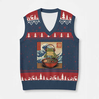 Cute Kawaii Gamer Frog Ramen V-Neck Knit Sweater Vest Retro Japanese Funny Cat Gaming - Wonder Print Shop