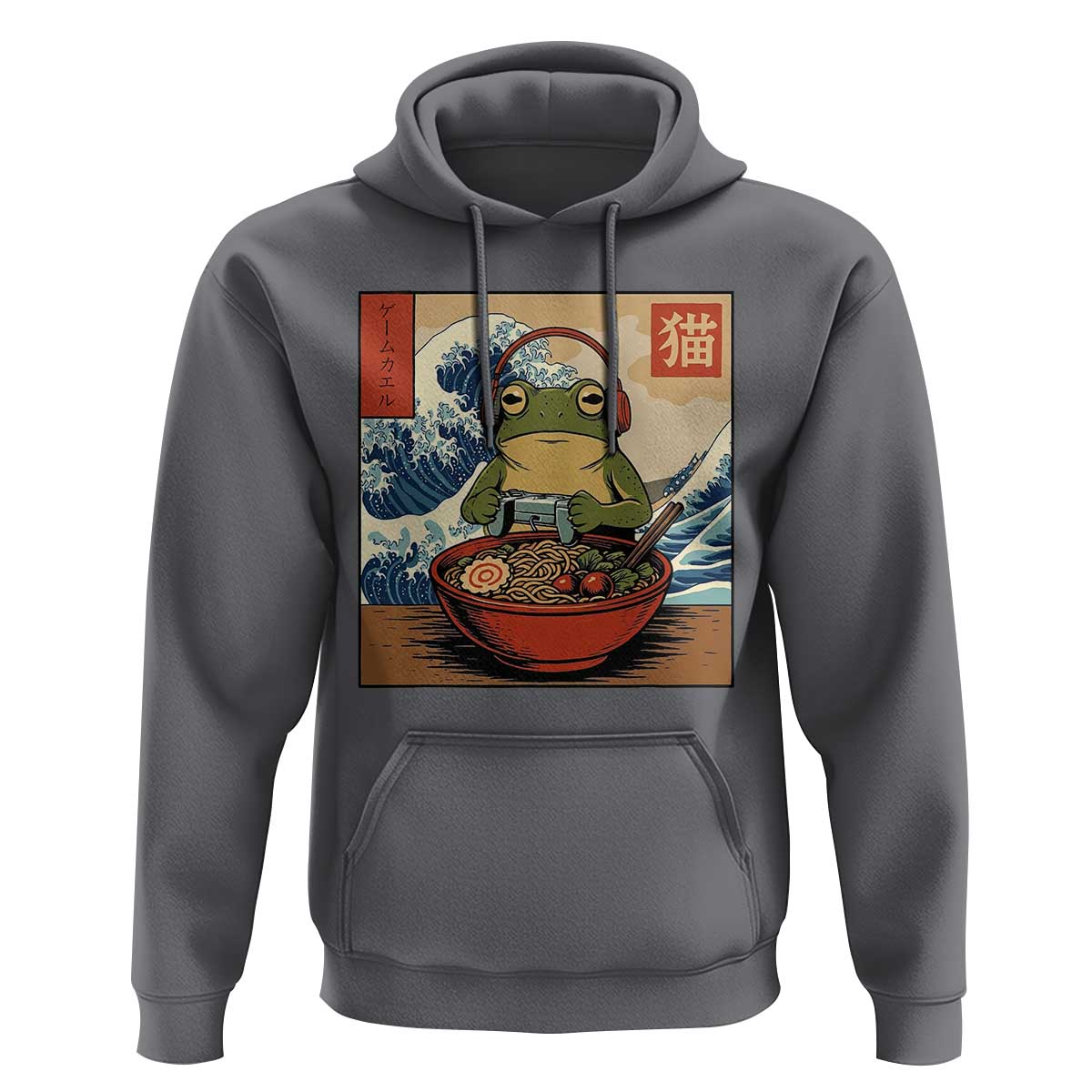 Cute Kawaii Gamer Frog Ramen Hoodie Retro Japanese Funny Cat Gaming - Wonder Print Shop