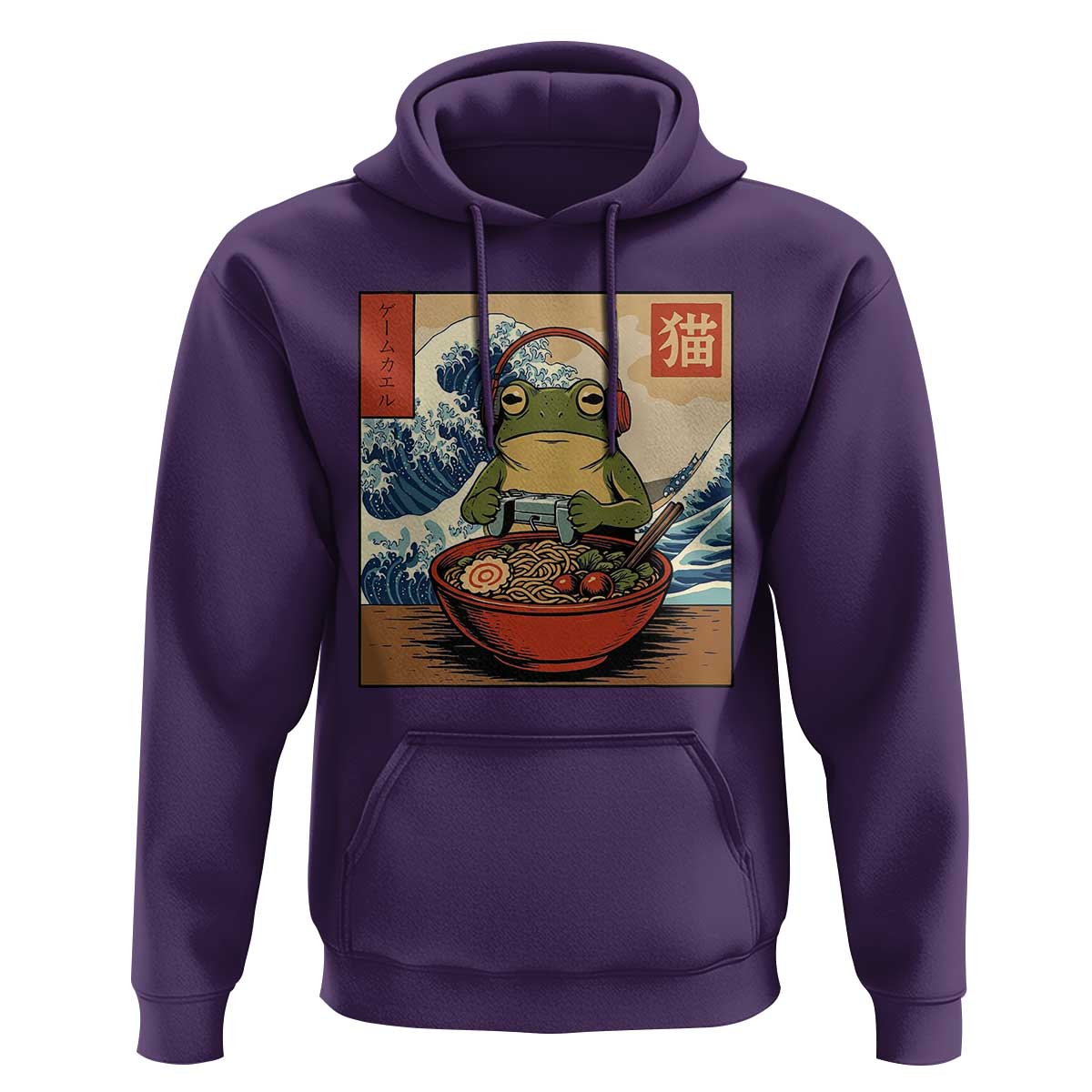 Cute Kawaii Gamer Frog Ramen Hoodie Retro Japanese Funny Cat Gaming - Wonder Print Shop