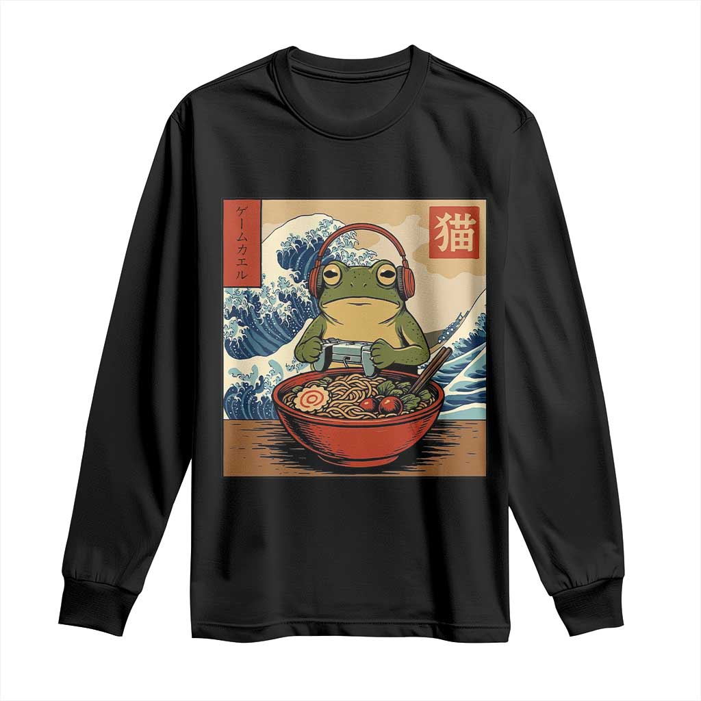 Cute Kawaii Gamer Frog Ramen Long Sleeve Shirt Retro Japanese Funny Cat Gaming - Wonder Print Shop