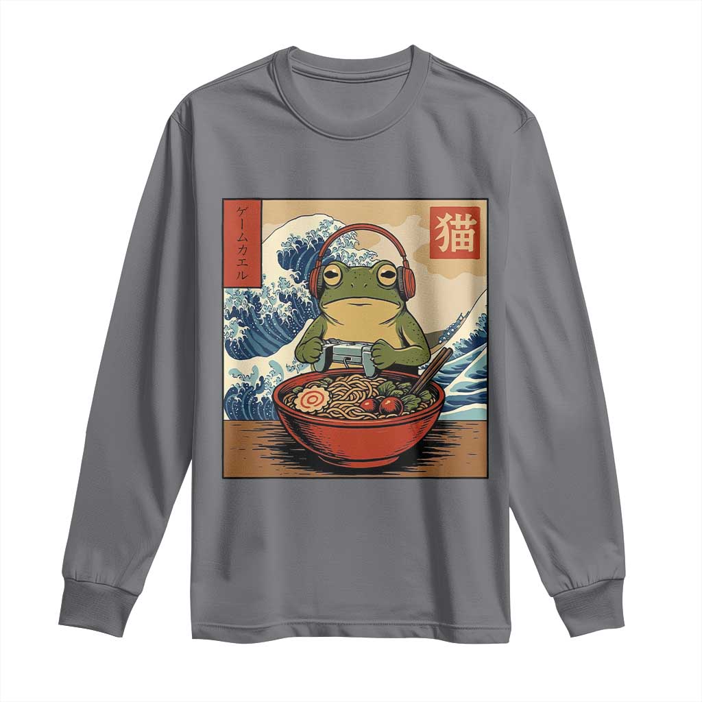 Cute Kawaii Gamer Frog Ramen Long Sleeve Shirt Retro Japanese Funny Cat Gaming - Wonder Print Shop