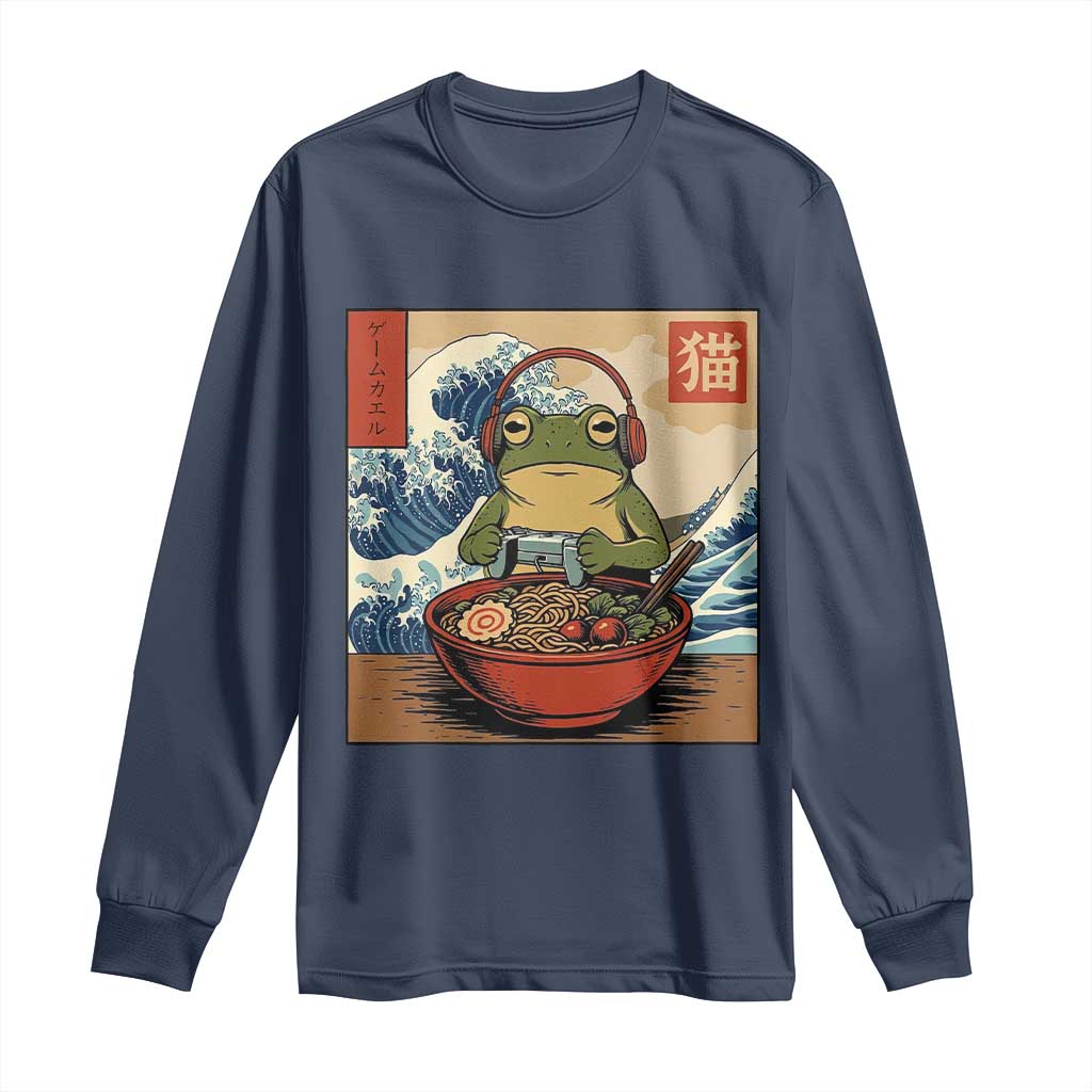 Cute Kawaii Gamer Frog Ramen Long Sleeve Shirt Retro Japanese Funny Cat Gaming - Wonder Print Shop