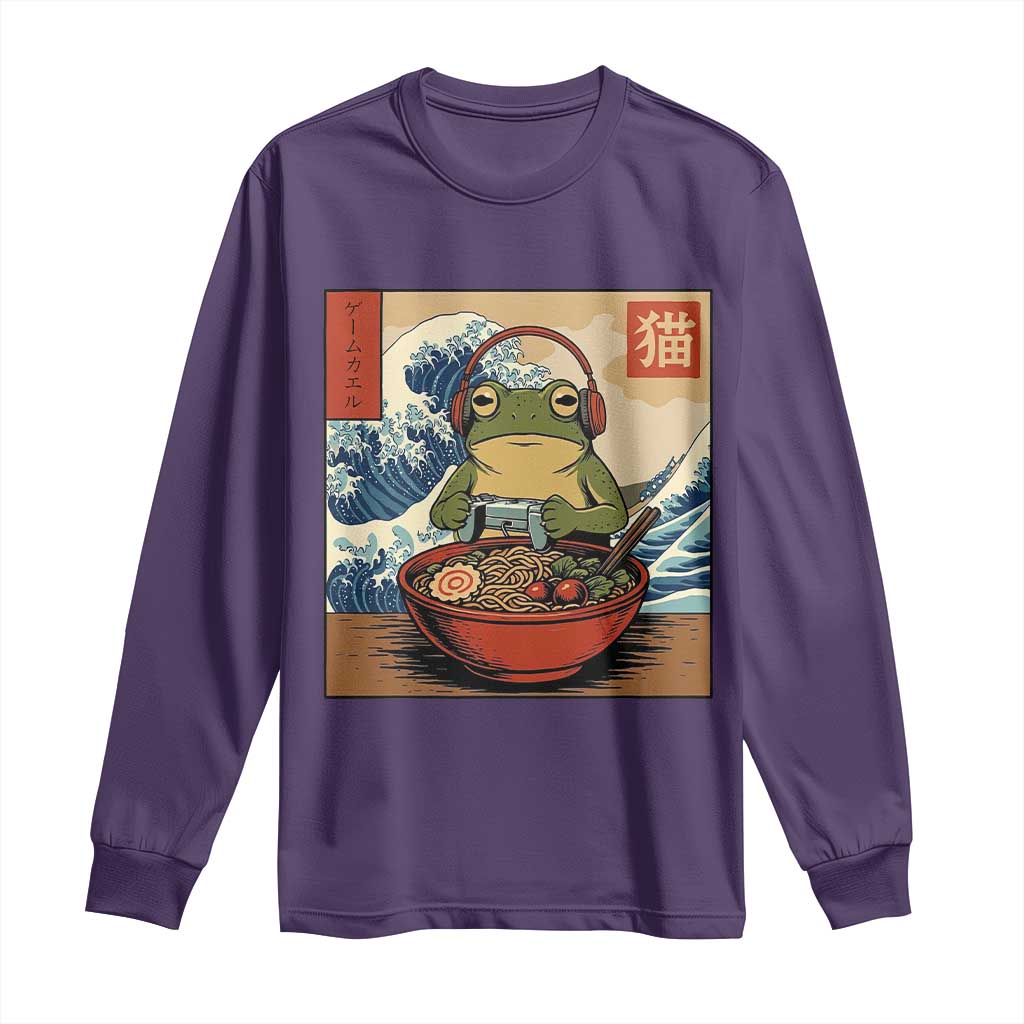 Cute Kawaii Gamer Frog Ramen Long Sleeve Shirt Retro Japanese Funny Cat Gaming - Wonder Print Shop