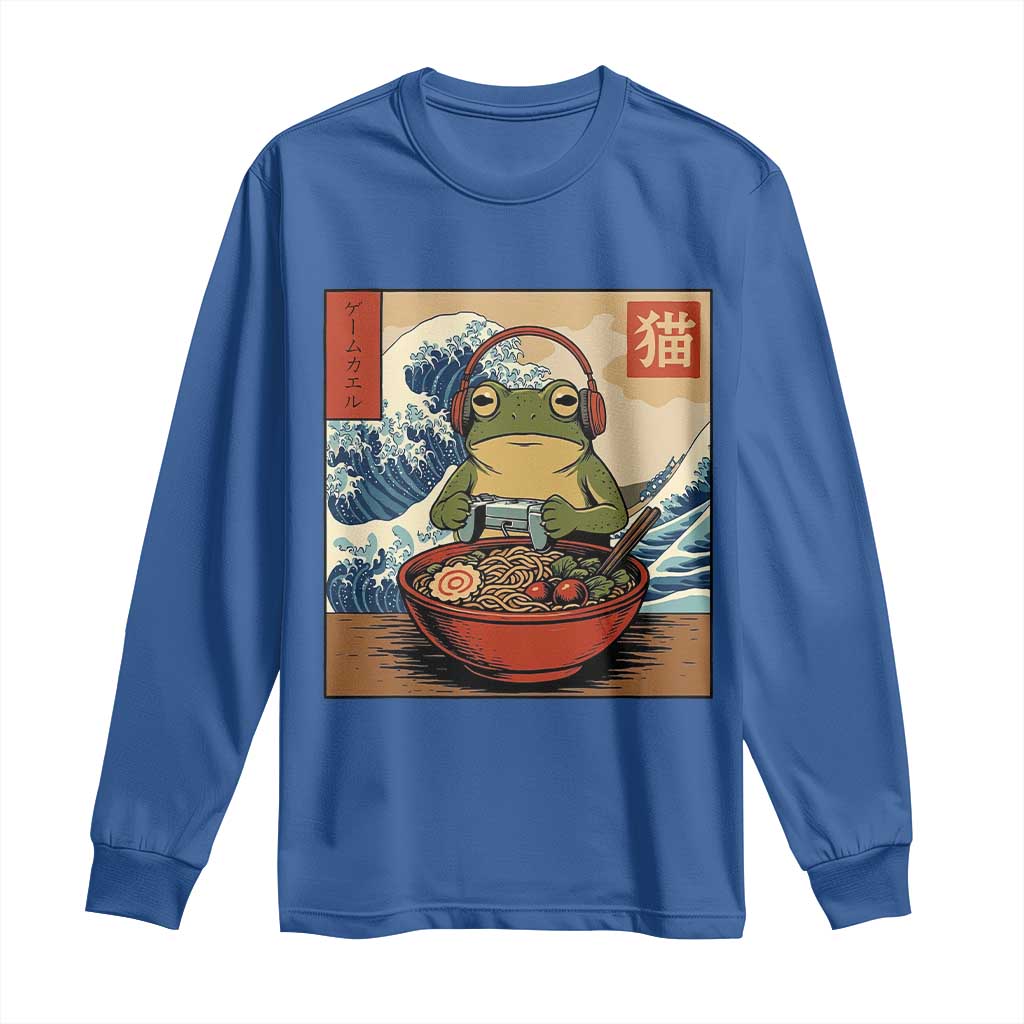 Cute Kawaii Gamer Frog Ramen Long Sleeve Shirt Retro Japanese Funny Cat Gaming - Wonder Print Shop
