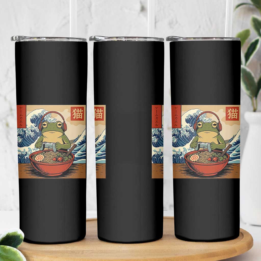 Cute Kawaii Gamer Frog Ramen Skinny Tumbler Retro Japanese Funny Cat Gaming - Wonder Print Shop