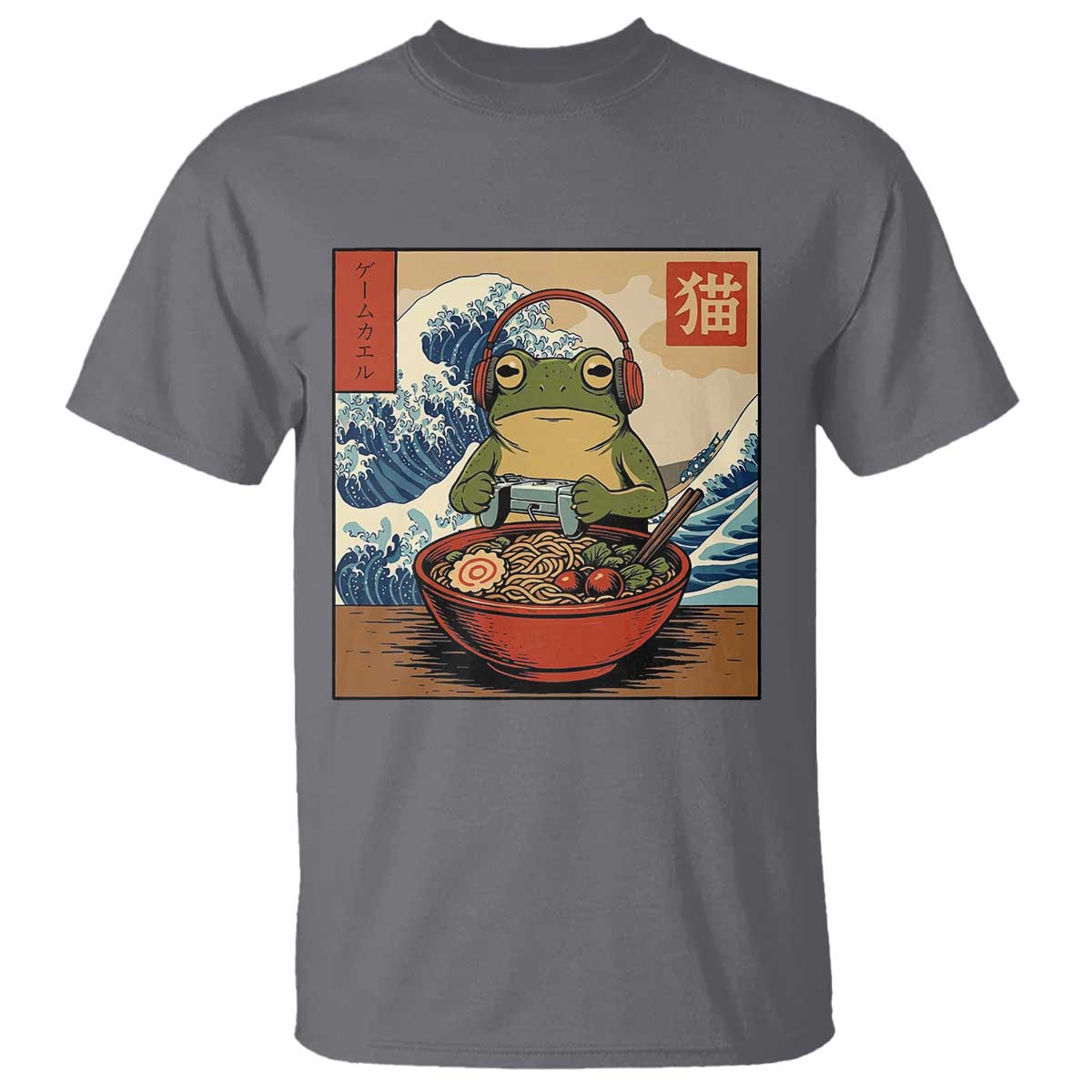 Cute Kawaii Gamer Frog Ramen T Shirt Retro Japanese Funny Cat Gaming - Wonder Print Shop