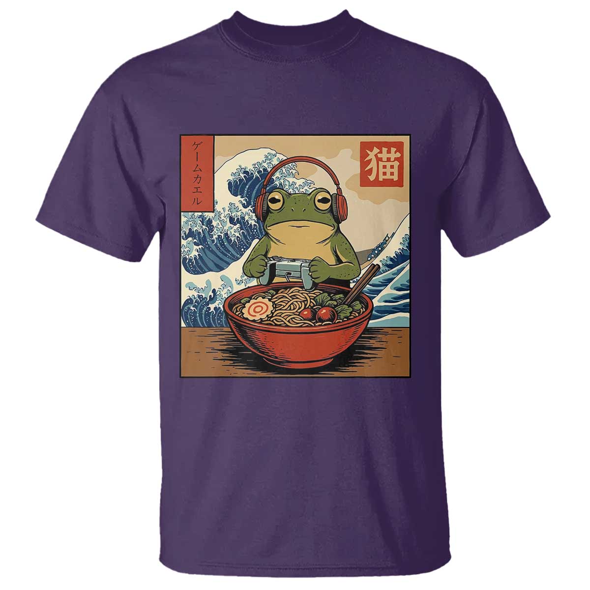 Cute Kawaii Gamer Frog Ramen T Shirt Retro Japanese Funny Cat Gaming - Wonder Print Shop