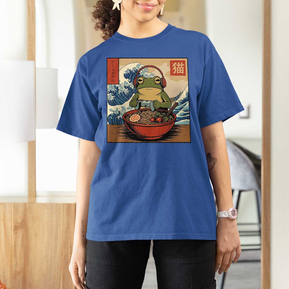 Cute Kawaii Gamer Frog Ramen T Shirt For Women Retro Japanese Funny Cat Gaming - Wonder Print Shop