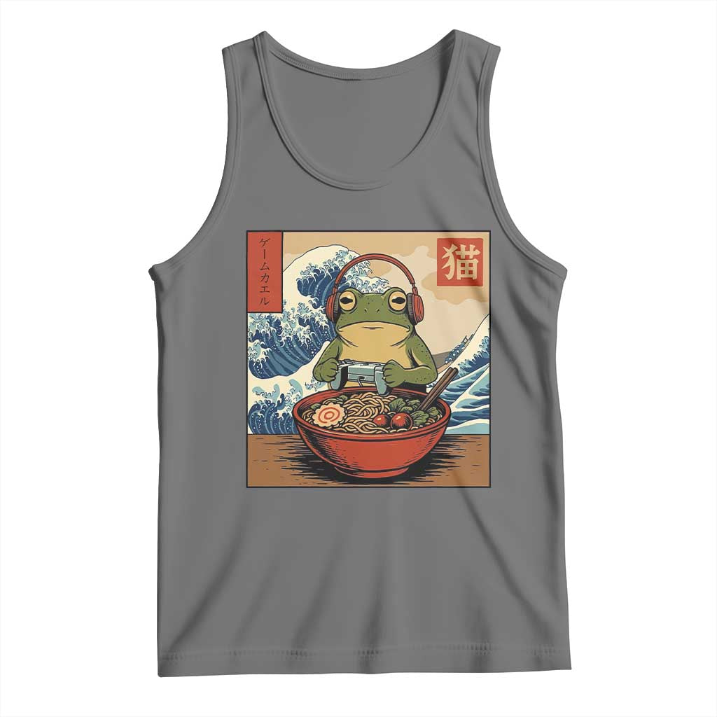 Cute Kawaii Gamer Frog Ramen Tank Top Retro Japanese Funny Cat Gaming - Wonder Print Shop