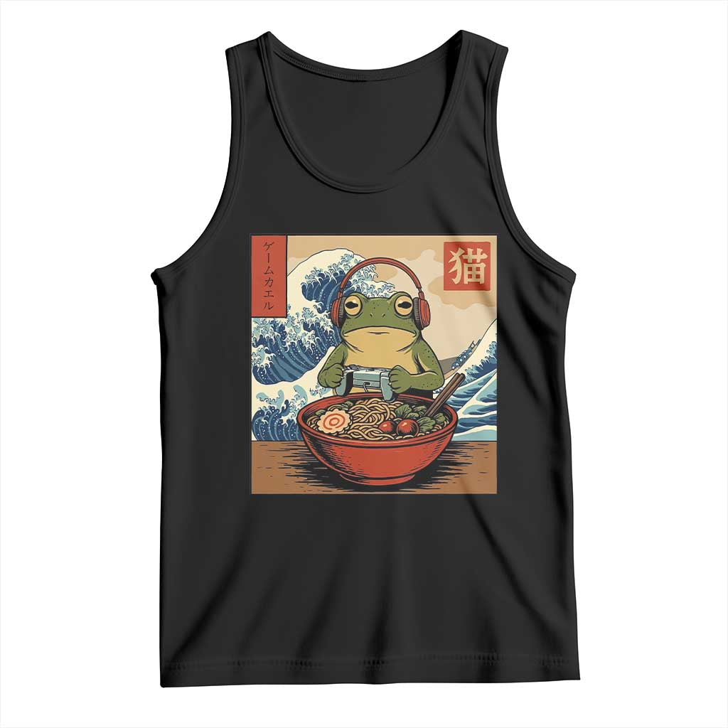 Cute Kawaii Gamer Frog Ramen Tank Top Retro Japanese Funny Cat Gaming - Wonder Print Shop