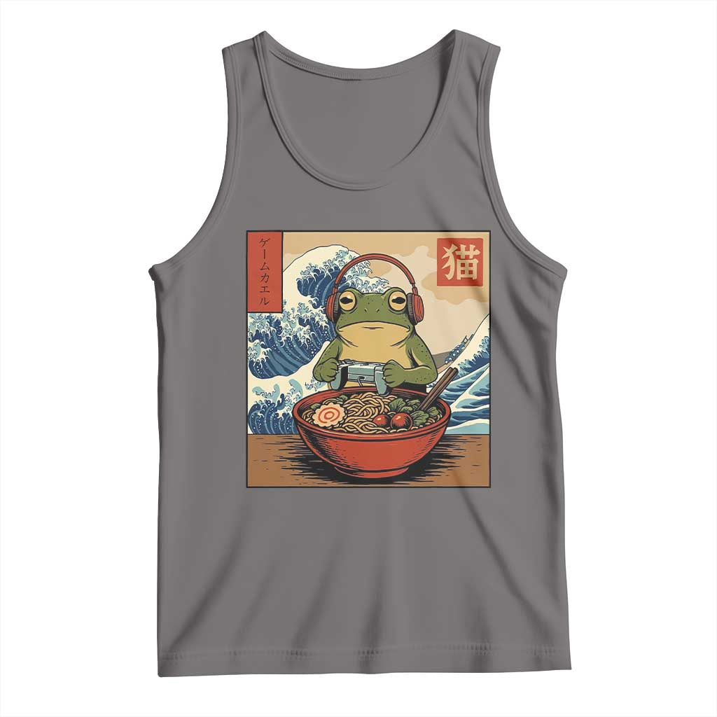 Cute Kawaii Gamer Frog Ramen Tank Top Retro Japanese Funny Cat Gaming - Wonder Print Shop