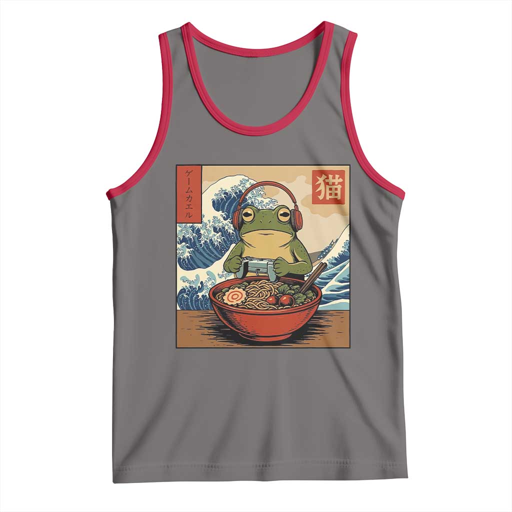 Cute Kawaii Gamer Frog Ramen Tank Top Retro Japanese Funny Cat Gaming - Wonder Print Shop