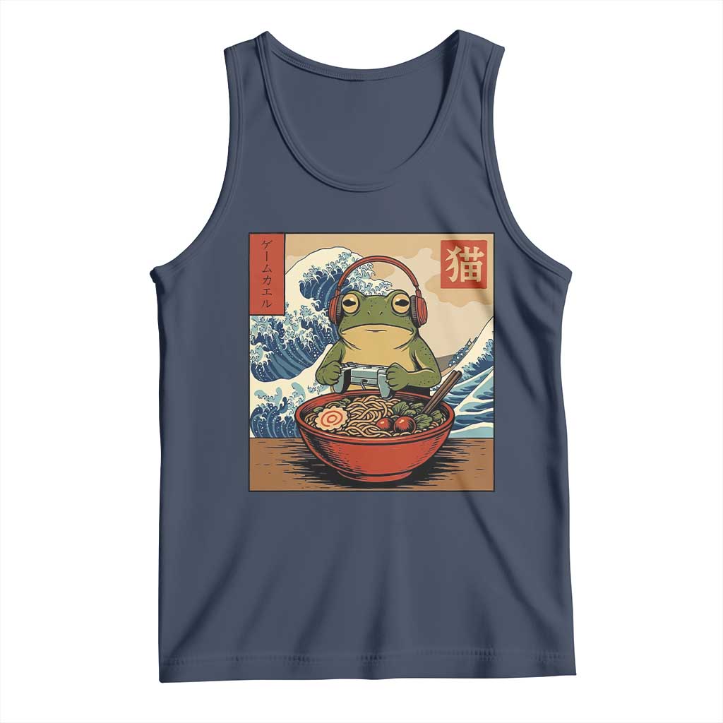 Cute Kawaii Gamer Frog Ramen Tank Top Retro Japanese Funny Cat Gaming - Wonder Print Shop
