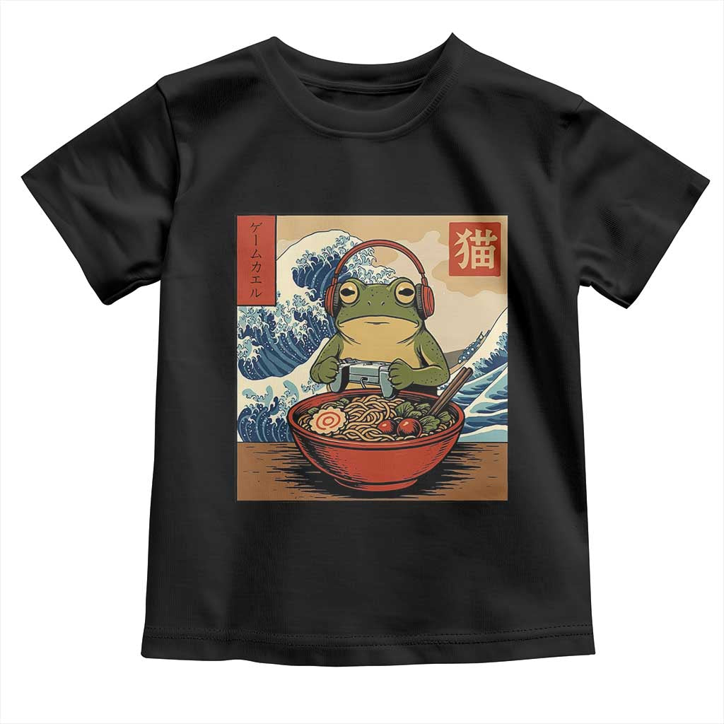 Cute Kawaii Gamer Frog Ramen Toddler T Shirt Retro Japanese Funny Cat Gaming - Wonder Print Shop