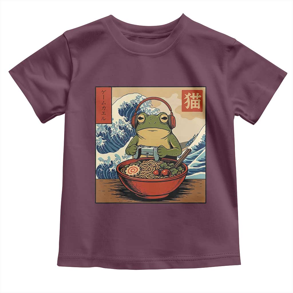 Cute Kawaii Gamer Frog Ramen Toddler T Shirt Retro Japanese Funny Cat Gaming - Wonder Print Shop