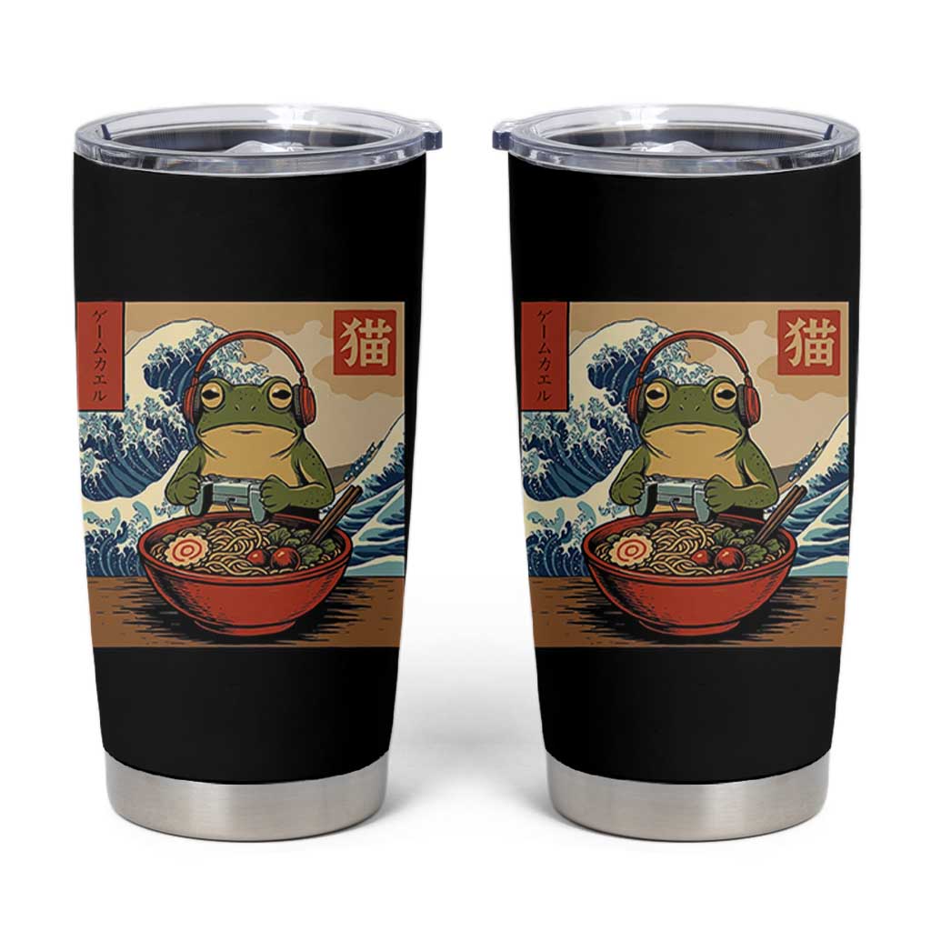 Cute Kawaii Gamer Frog Ramen Tumbler Cup Retro Japanese Funny Cat Gaming - Wonder Print Shop
