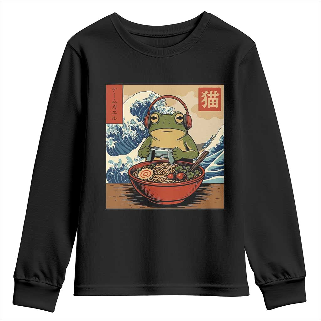 Cute Kawaii Gamer Frog Ramen Youth Sweatshirt Retro Japanese Funny Cat Gaming - Wonder Print Shop